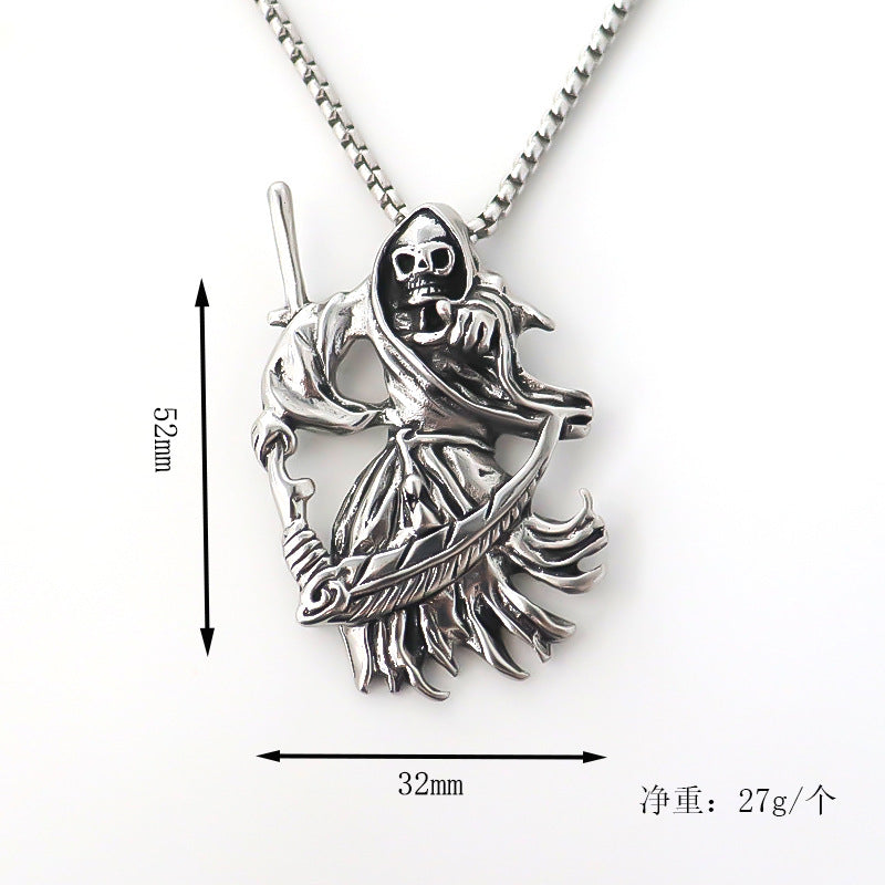 Wholesale Domineering Skull Death Pendant Retro  Necklace